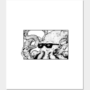 A cool octopus wearing sunglasses Posters and Art